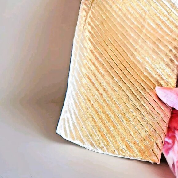 Vintage Farinae Collections Gold Pleated Full Zip Blazer Jacket Size 8 Evening - Picture 6 of 7